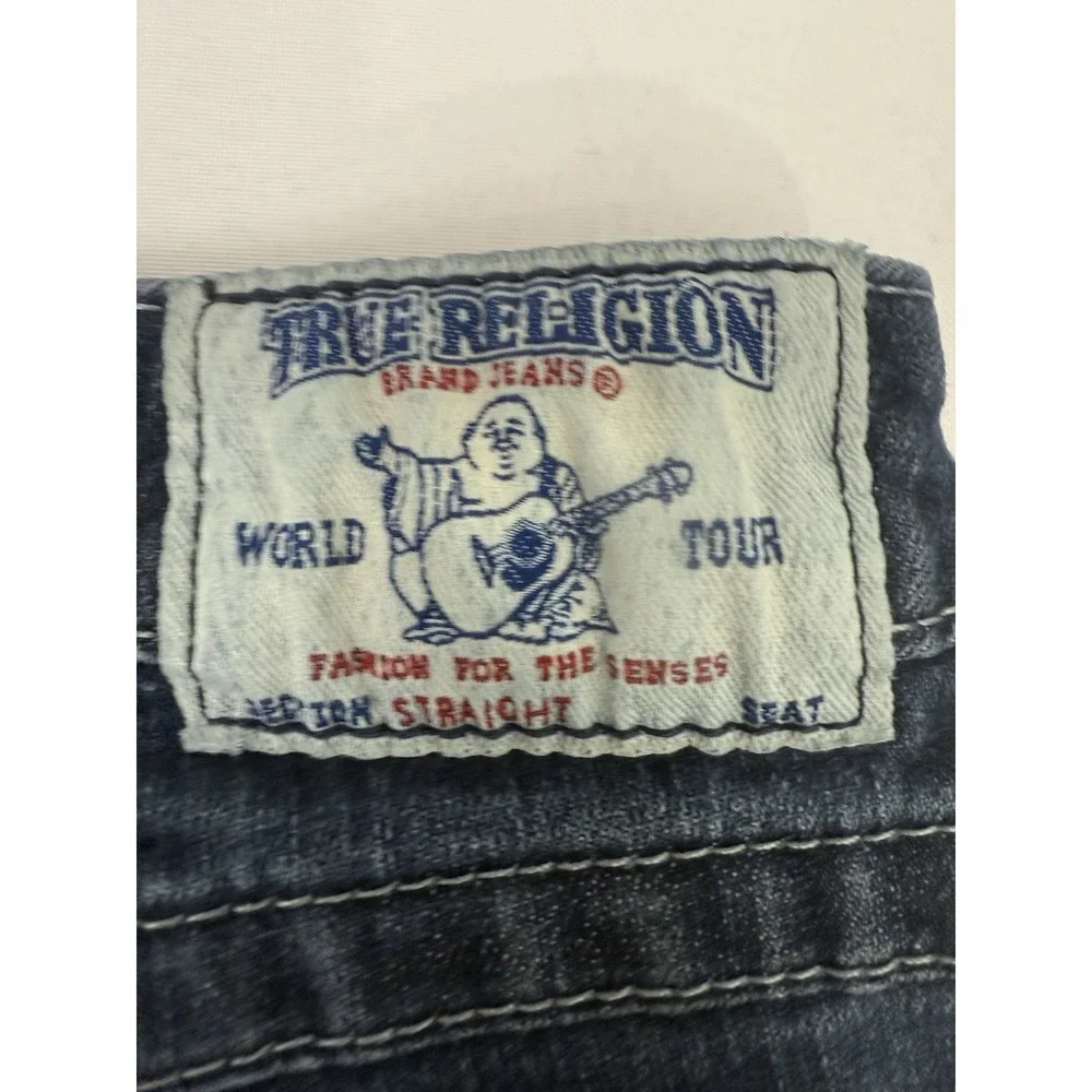True Religion Straight Jeans Womens 29x32 Blue Dark Low Rise‎ Y2K  *FLAWS